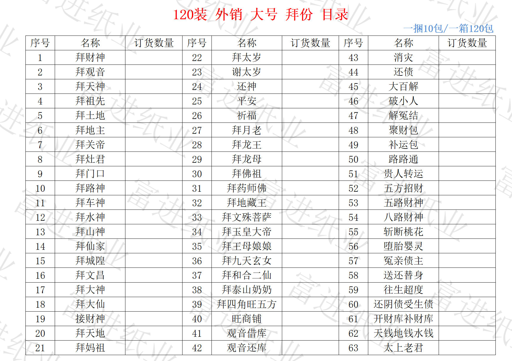 120装  外销版 大号 拜份 目录 7.1kg 56*32*43